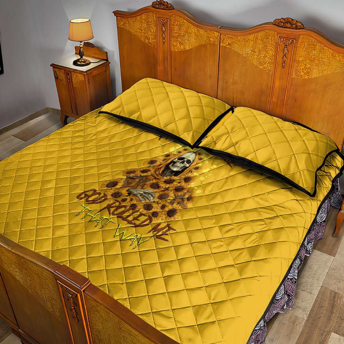 I'm Blunt Because God Rolled Me Sunflower Reaper Quilt Bed Set - Wonder Print Shop