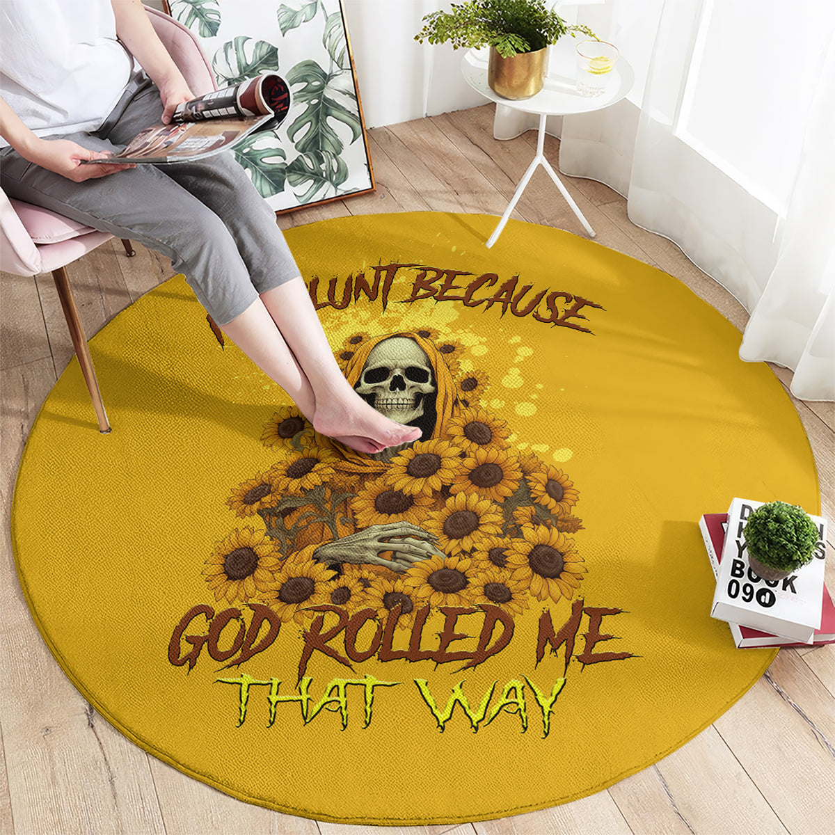 im-blunt-because-god-rolled-me-sunflower-reaper-round-carpet