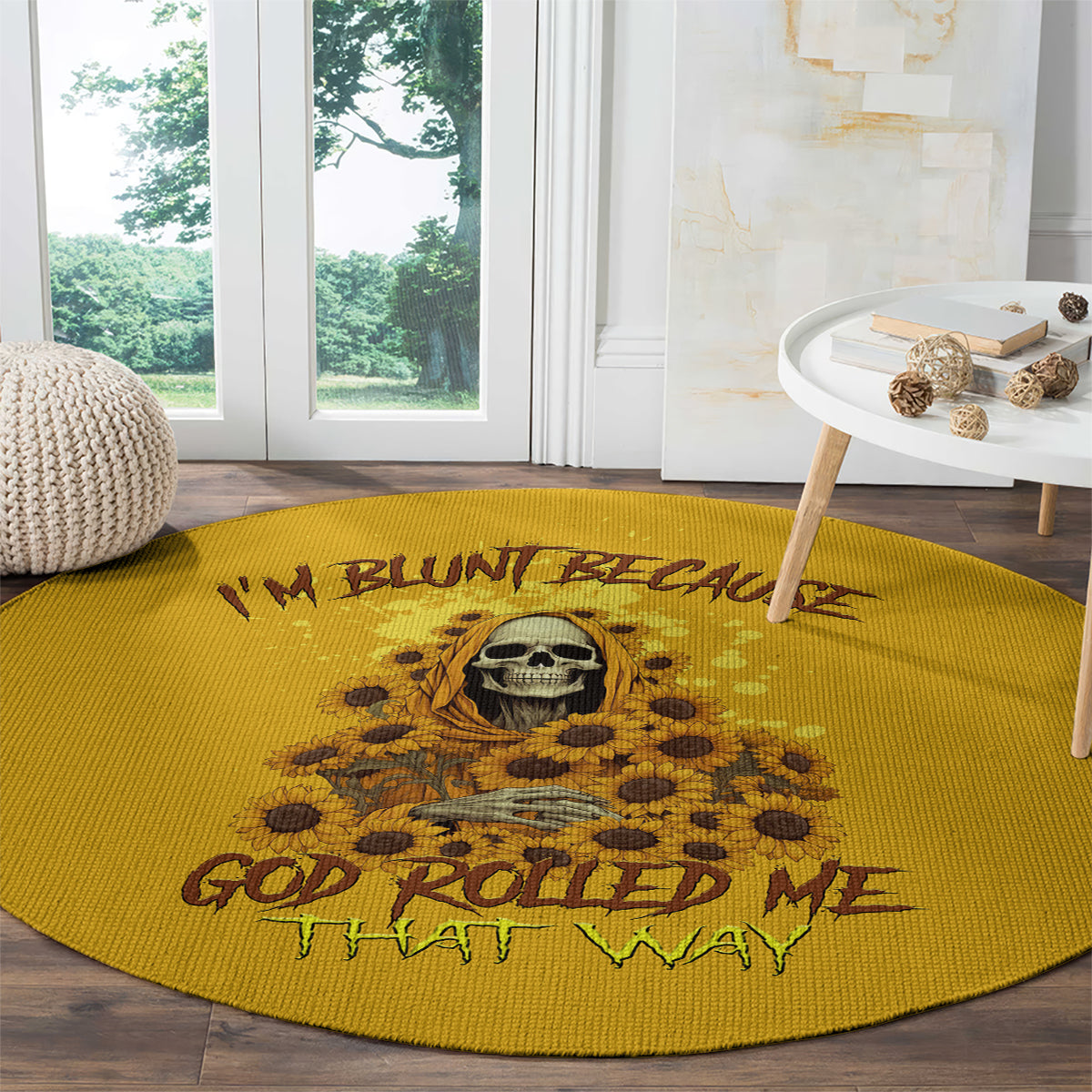 im-blunt-because-god-rolled-me-sunflower-reaper-round-carpet