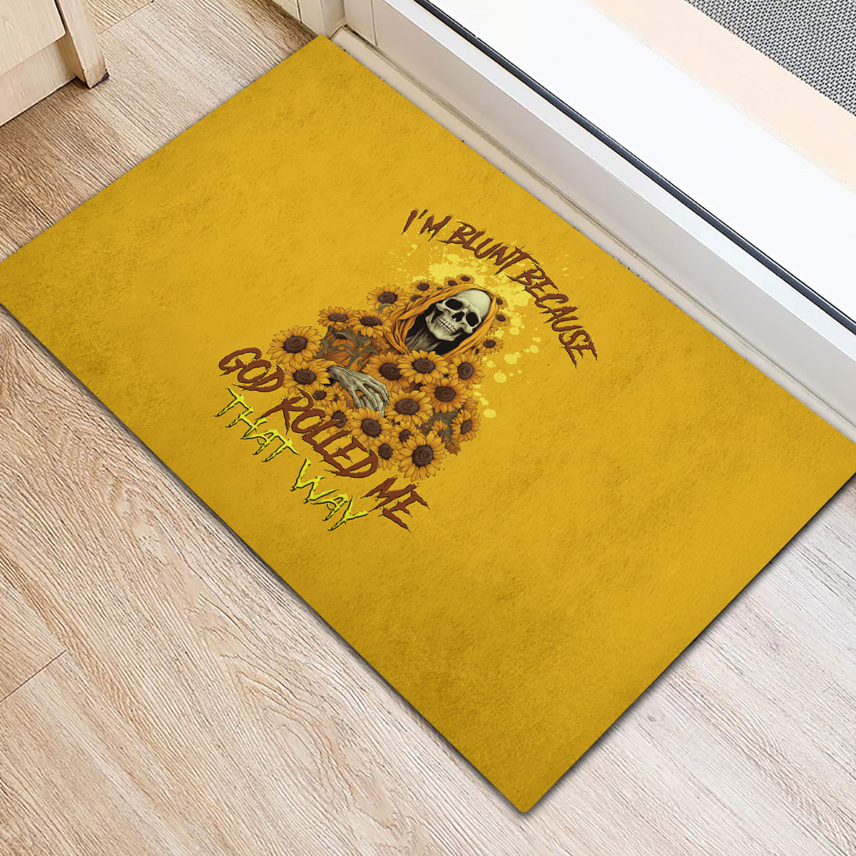 I'm Blunt Because God Rolled Me Sunflower Reaper Rubber Doormat - Wonder Print Shop