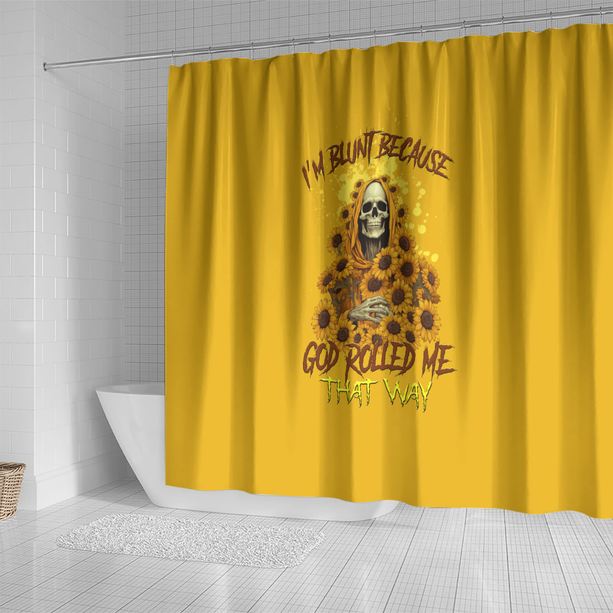 im-blunt-because-god-rolled-me-sunflower-reaper-shower-curtain