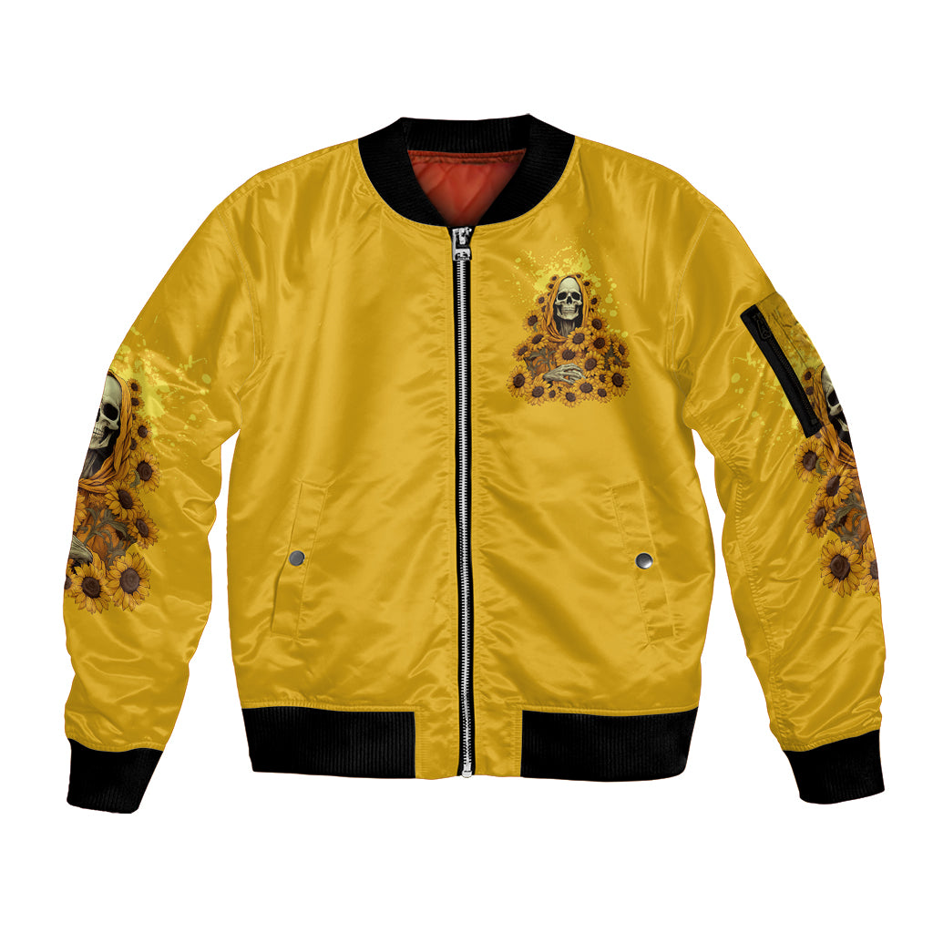 I'm Blunt Because God Rolled Me Sunflower Reaper Sleeve Zip Bomber Jacket - Wonder Print Shop