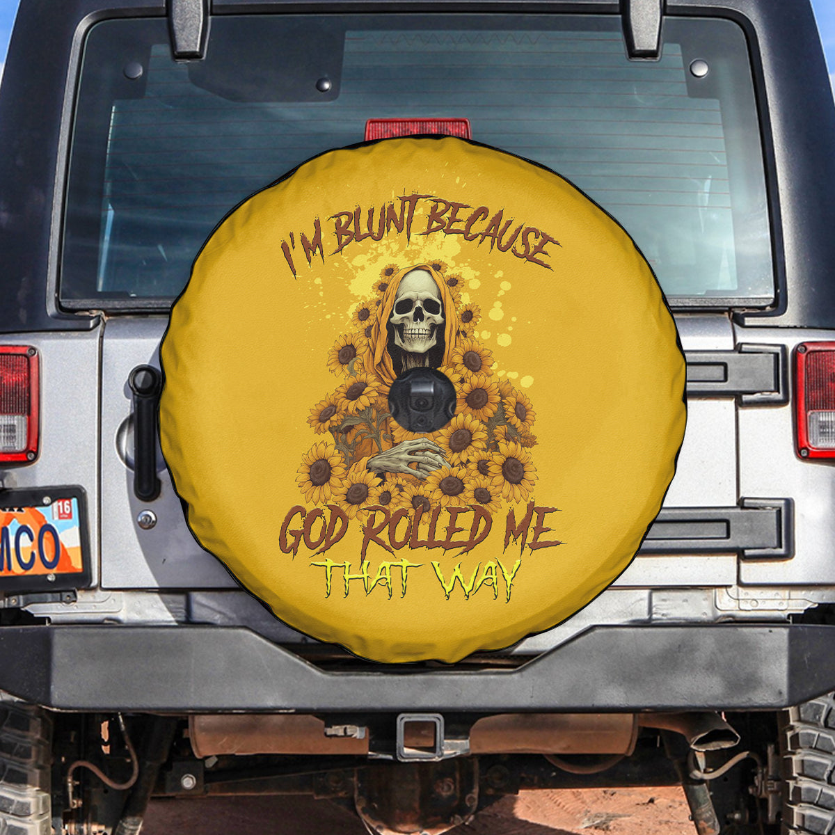 I'm Blunt Because God Rolled Me Sunflower Reaper Spare Tire Cover - Wonder Print Shop