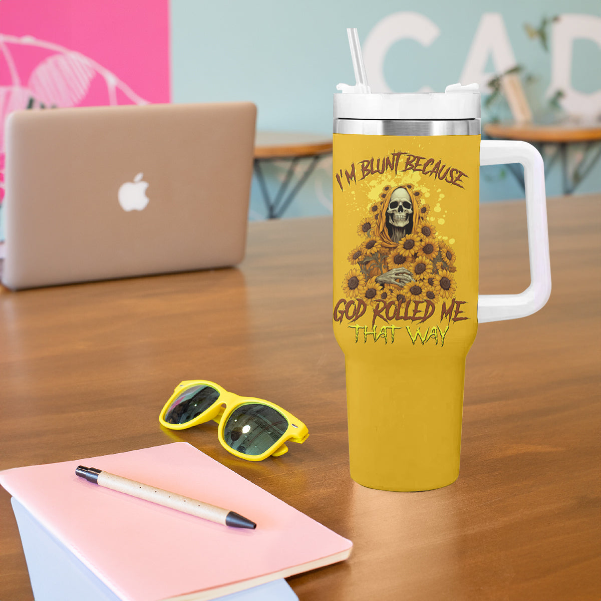 I'm Blunt Because God Rolled Me Sunflower Reaper Tumbler With Handle - Wonder Print Shop