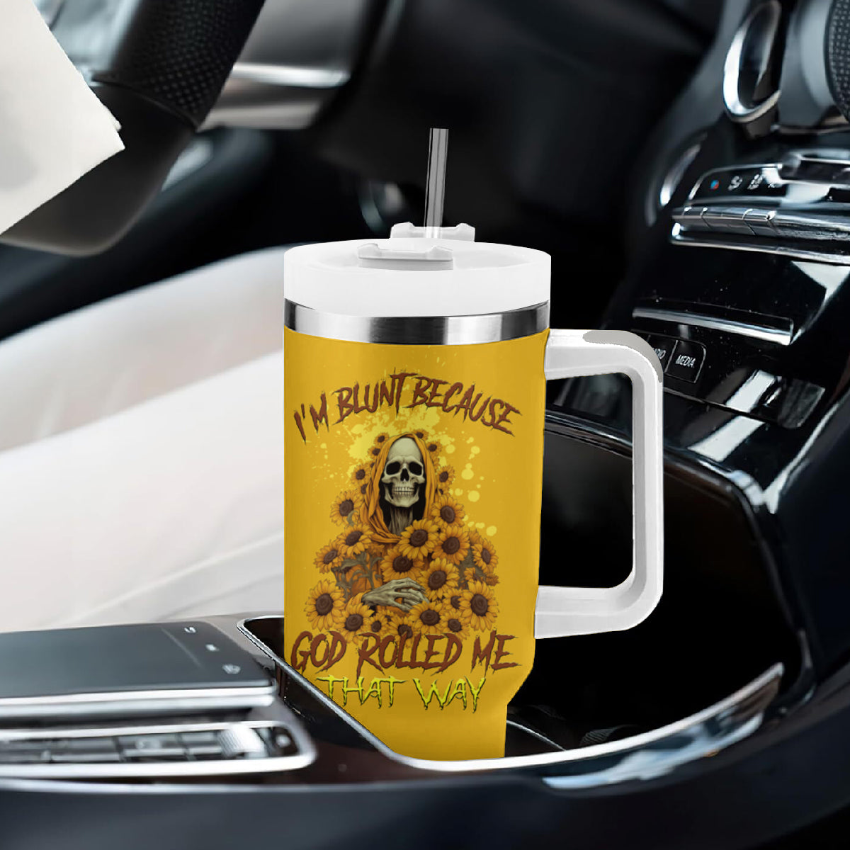 I'm Blunt Because God Rolled Me Sunflower Reaper Tumbler With Handle - Wonder Print Shop