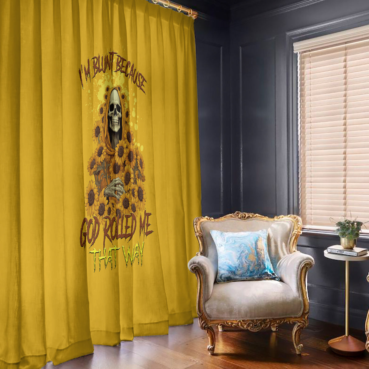 I'm Blunt Because God Rolled Me Sunflower Reaper Window Curtain - Wonder Print Shop