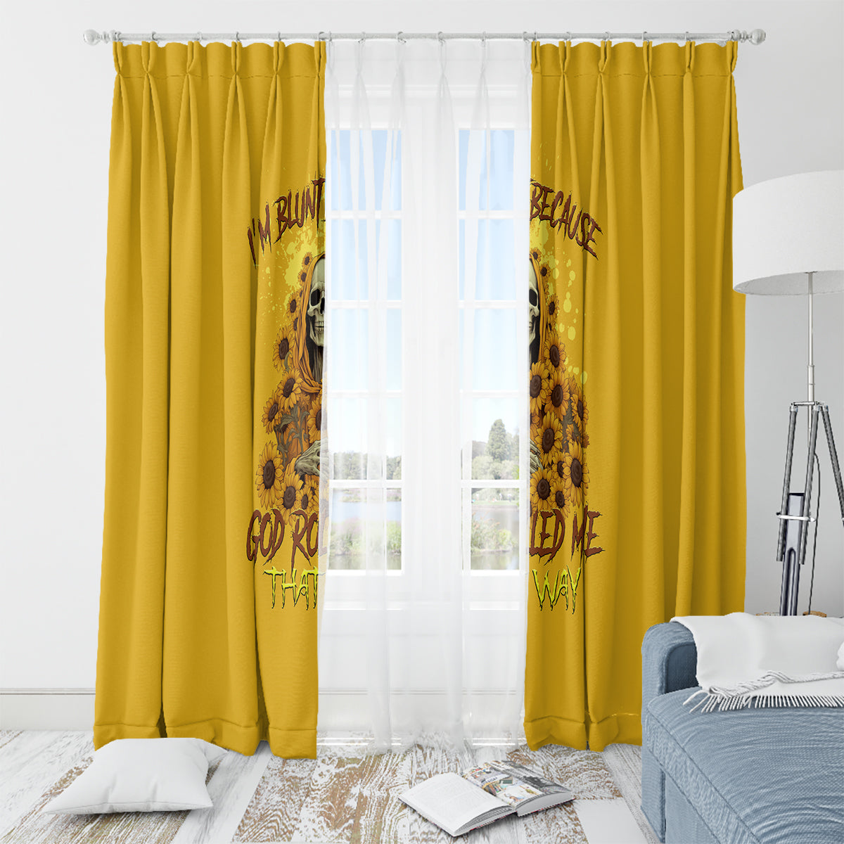 I'm Blunt Because God Rolled Me Sunflower Reaper Window Curtain - Wonder Print Shop