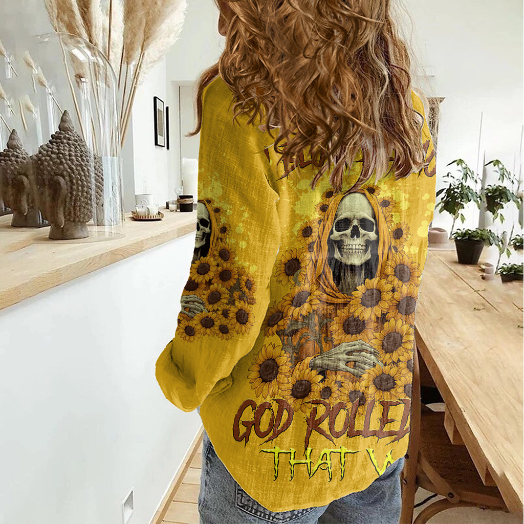 I'm Blunt Because God Rolled Me Sunflower Reaper Women Casual Shirt - Wonder Print Shop