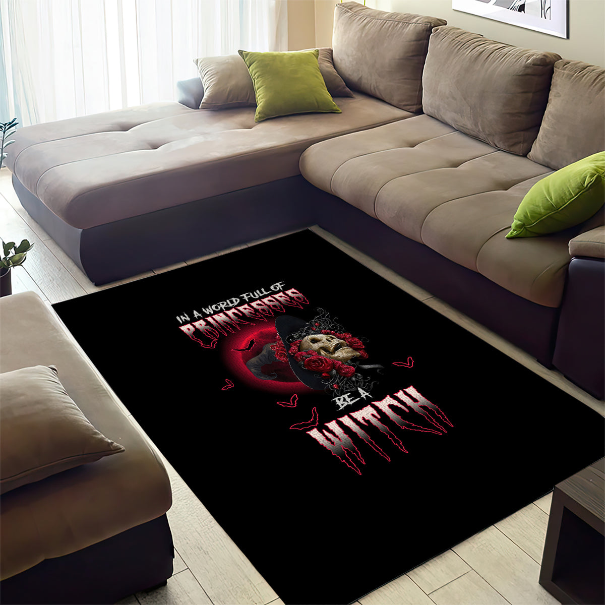 In A World Full Of Princesses Be A Witch Rose Skull Area Rug - Wonder Print Shop