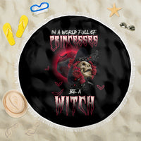 In A World Full Of Princesses Be A Witch Rose Skull Beach Blanket - Wonder Print Shop