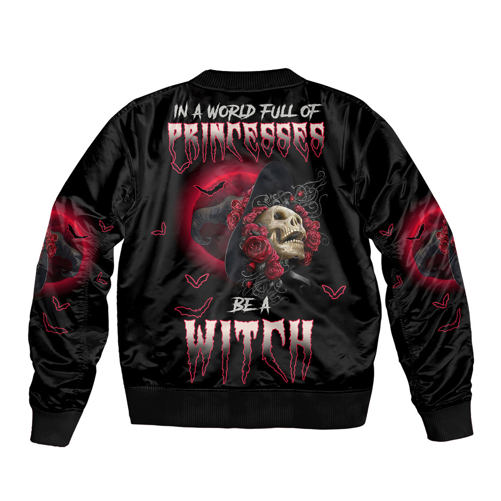 In A World Full Of Princesses Be A Witch Rose Skull Bomber Jacket - Wonder Print Shop