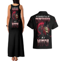 In A World Full Of Princesses Be A Witch Rose Skull Couples Matching Tank Maxi Dress and Hawaiian Shirt - Wonder Print Shop