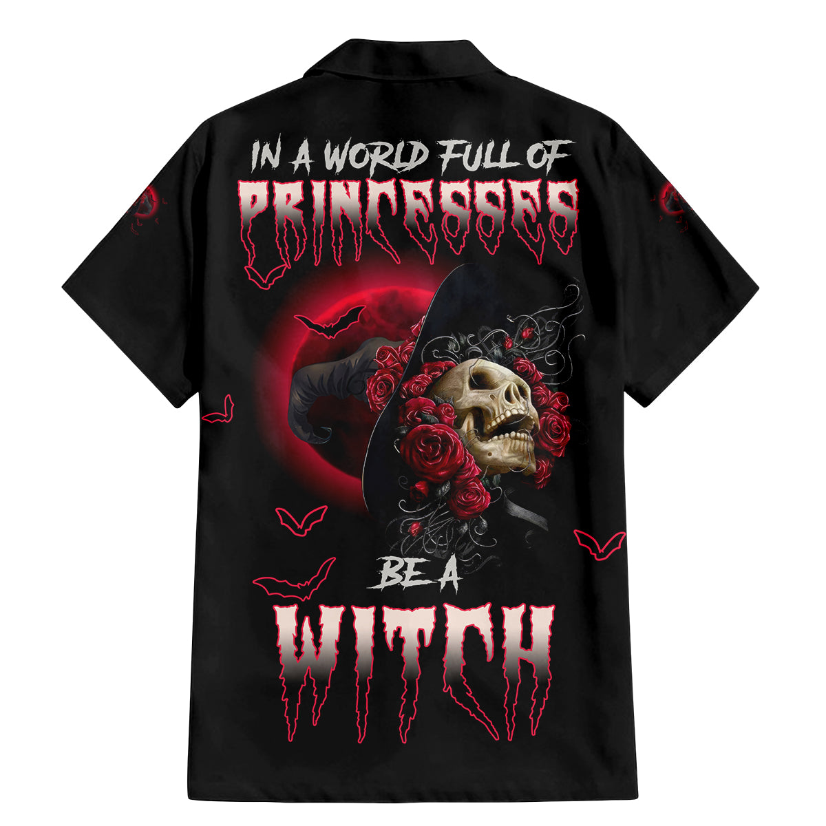 In A World Full Of Princesses Be A Witch Rose Skull Family Matching Mermaid Dress and Hawaiian Shirt - Wonder Print Shop