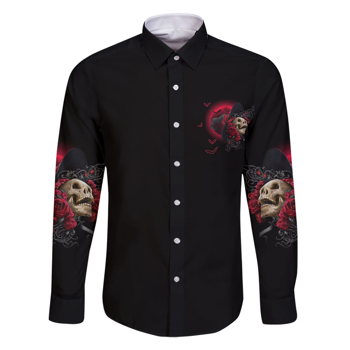In A World Full Of Princesses Be A Witch Rose Skull Family Matching Off Shoulder Long Sleeve Dress and Hawaiian Shirt - Wonder Print Shop