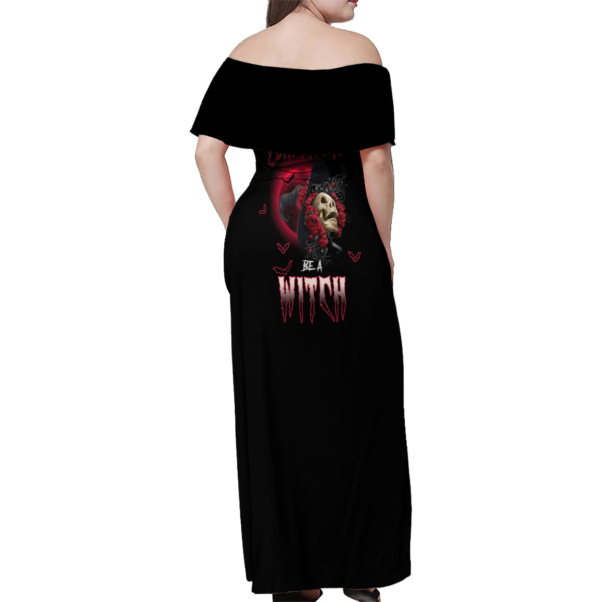 In A World Full Of Princesses Be A Witch Rose Skull Family Matching Off Shoulder Maxi Dress and Hawaiian Shirt - Wonder Print Shop