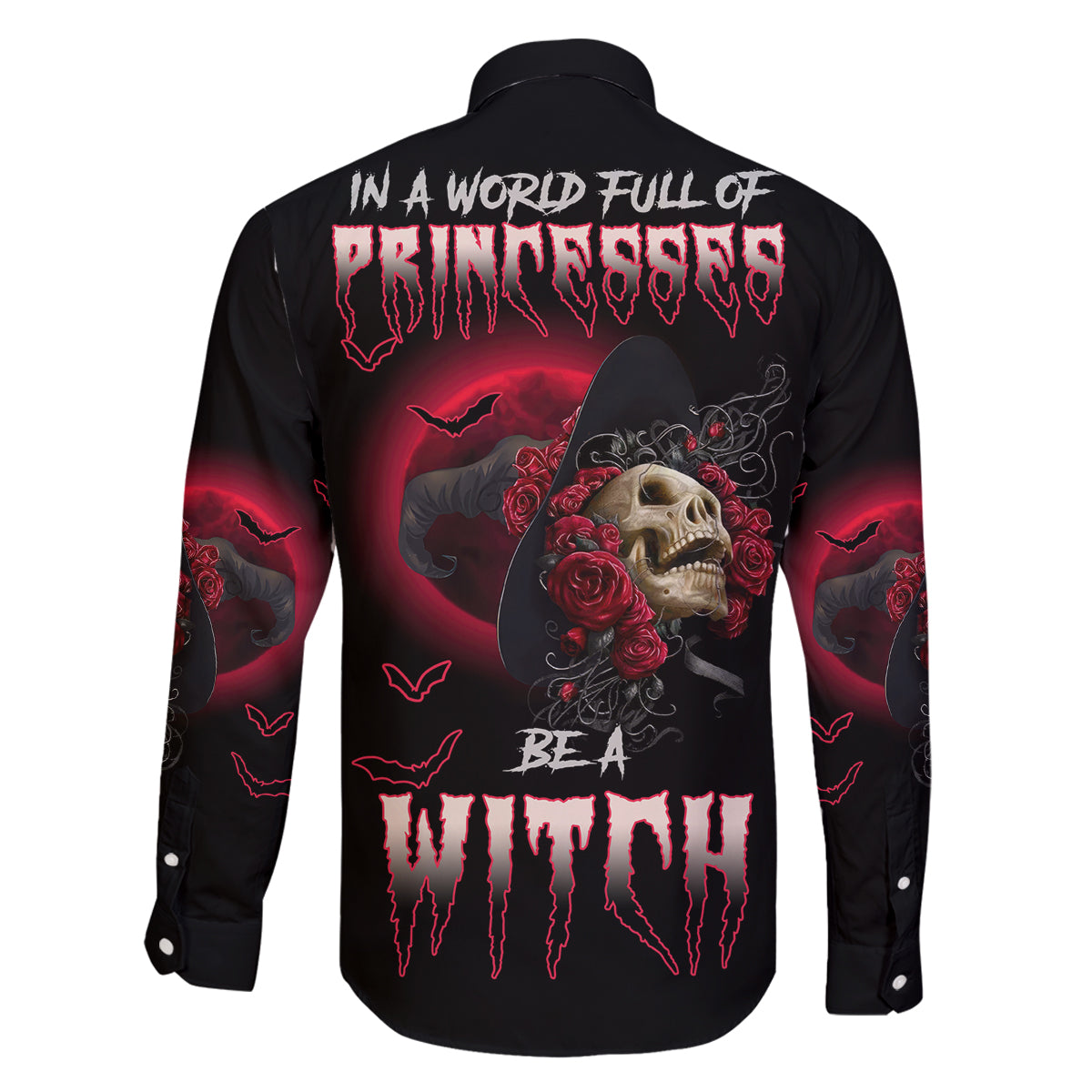 In A World Full Of Princesses Be A Witch Rose Skull Family Matching Puletasi Dress and Hawaiian Shirt - Wonder Print Shop