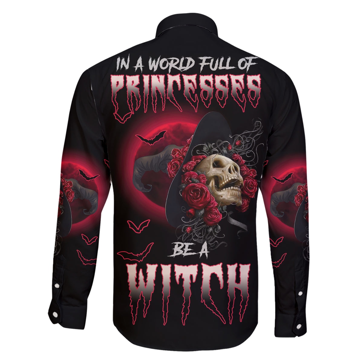 In A World Full Of Princesses Be A Witch Rose Skull Family Matching Short Sleeve Bodycon Dress and Hawaiian Shirt - Wonder Print Shop
