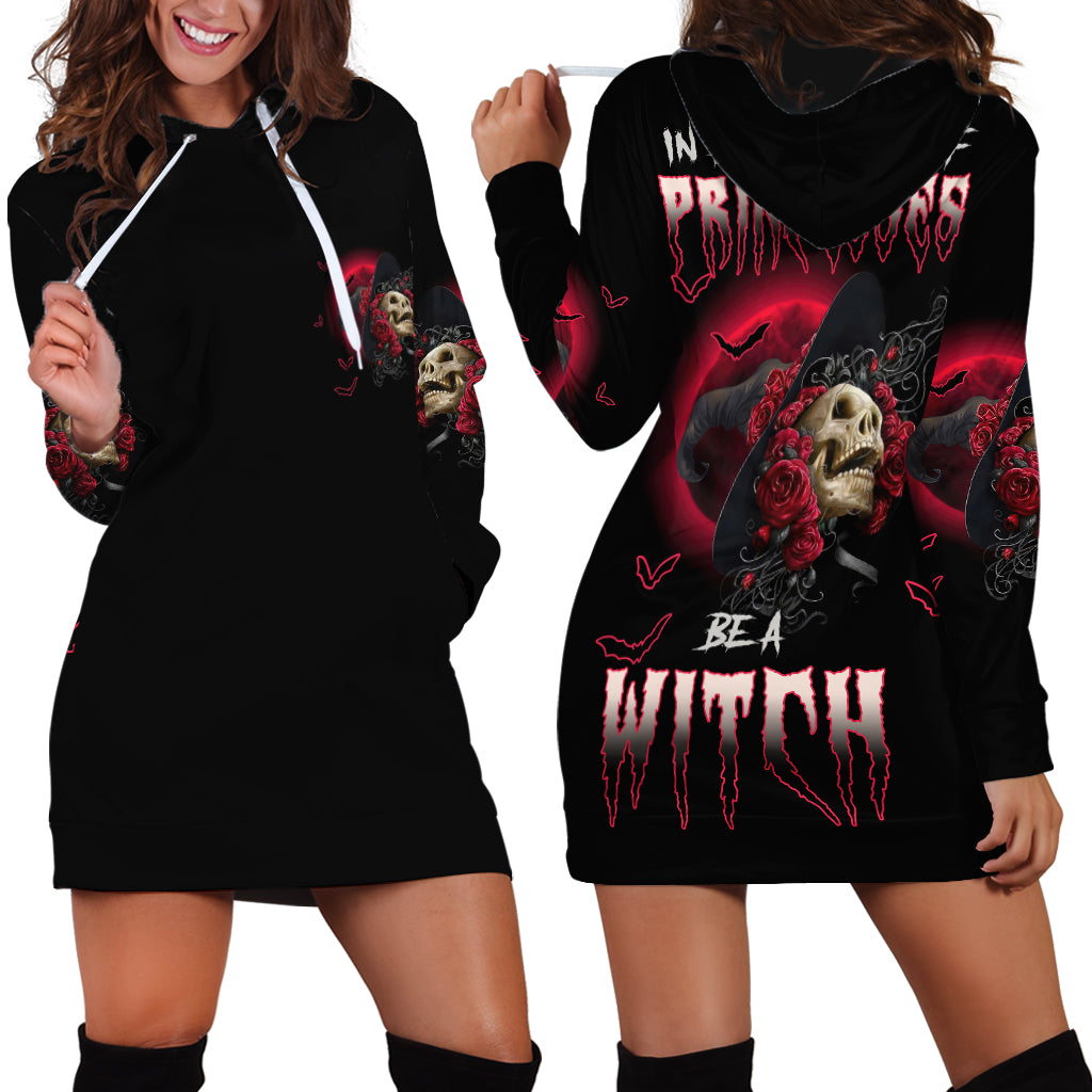 In A World Full Of Princesses Be A Witch Rose Skull Hoodie Dress - Wonder Print Shop