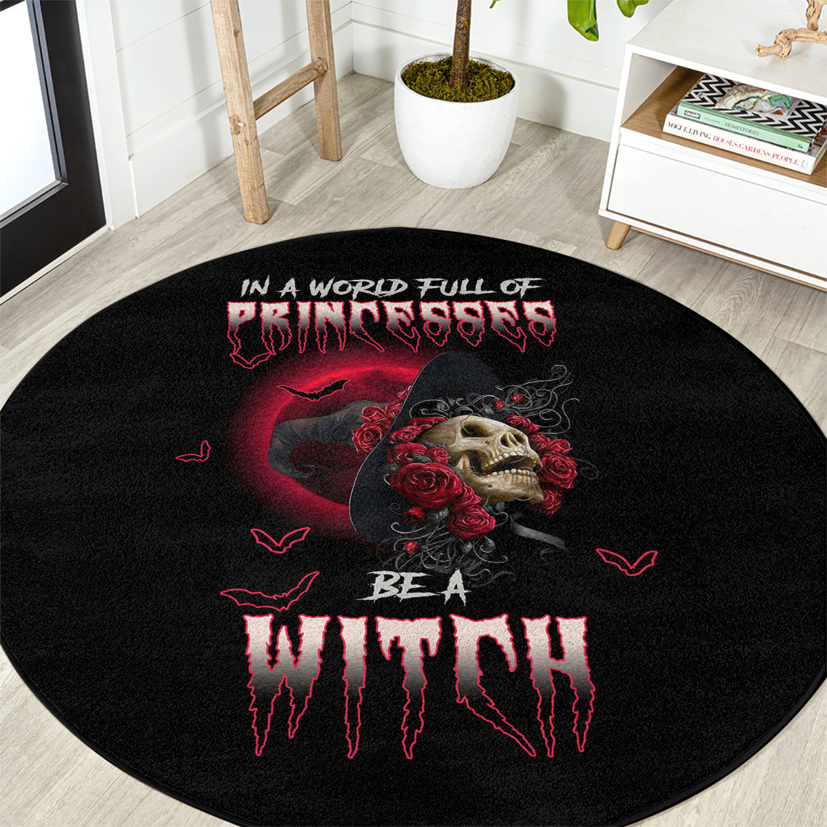 in-a-world-full-of-princesses-be-a-witch-rose-skull-round-carpet