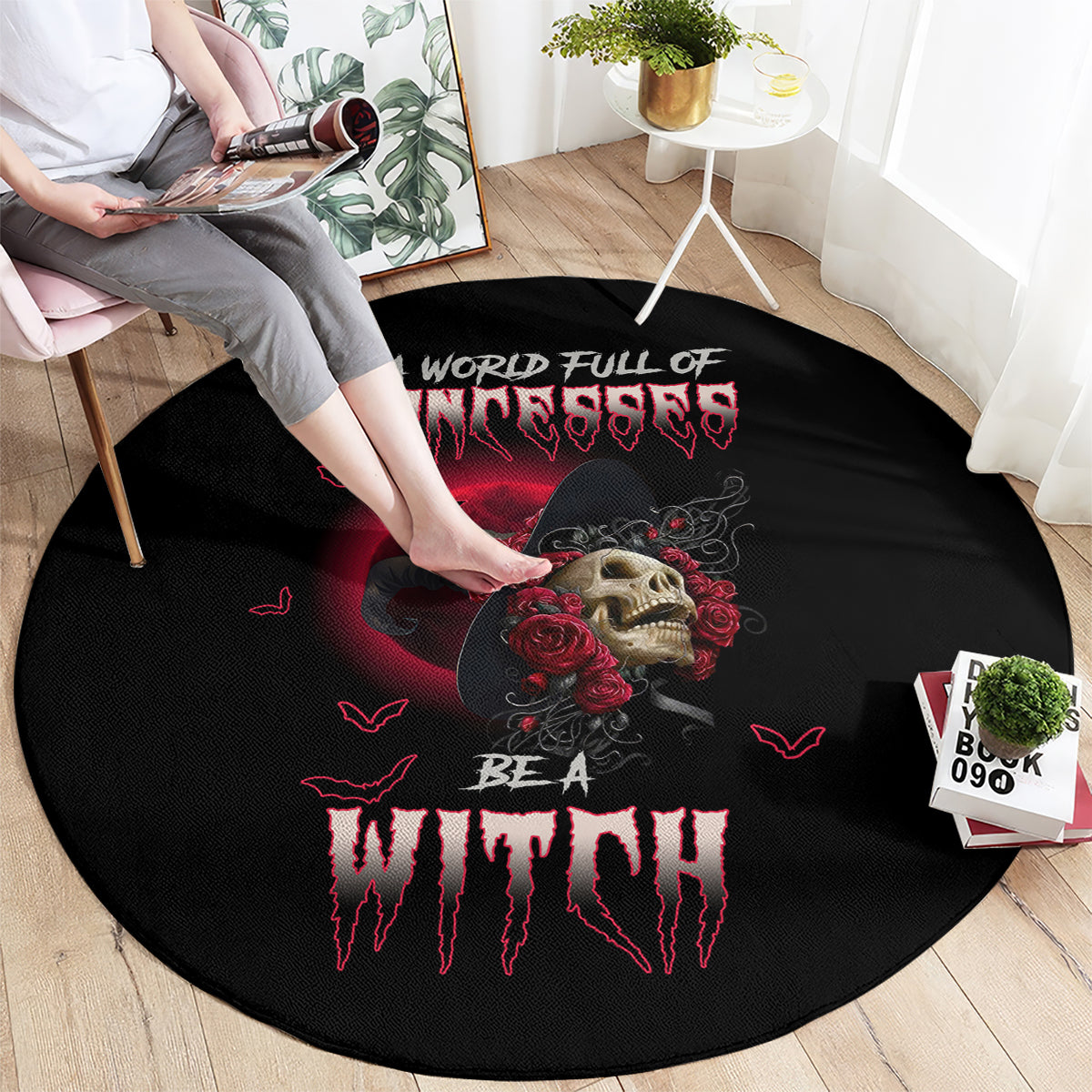 in-a-world-full-of-princesses-be-a-witch-rose-skull-round-carpet