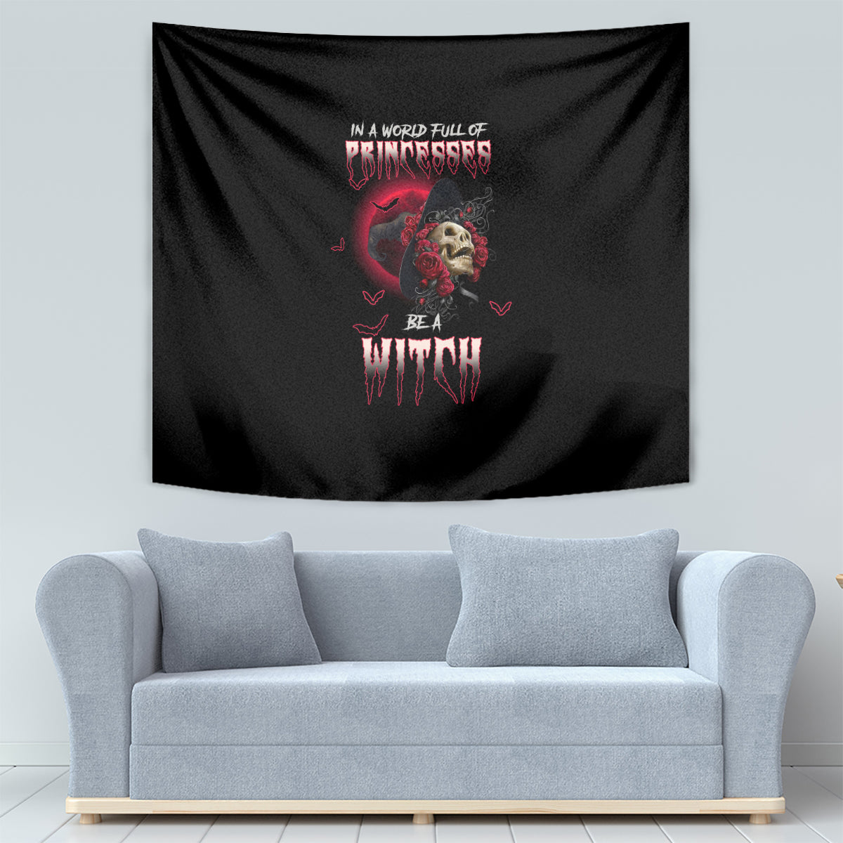 In A World Full Of Princesses Be A Witch Rose Skull Tapestry - Wonder Print Shop