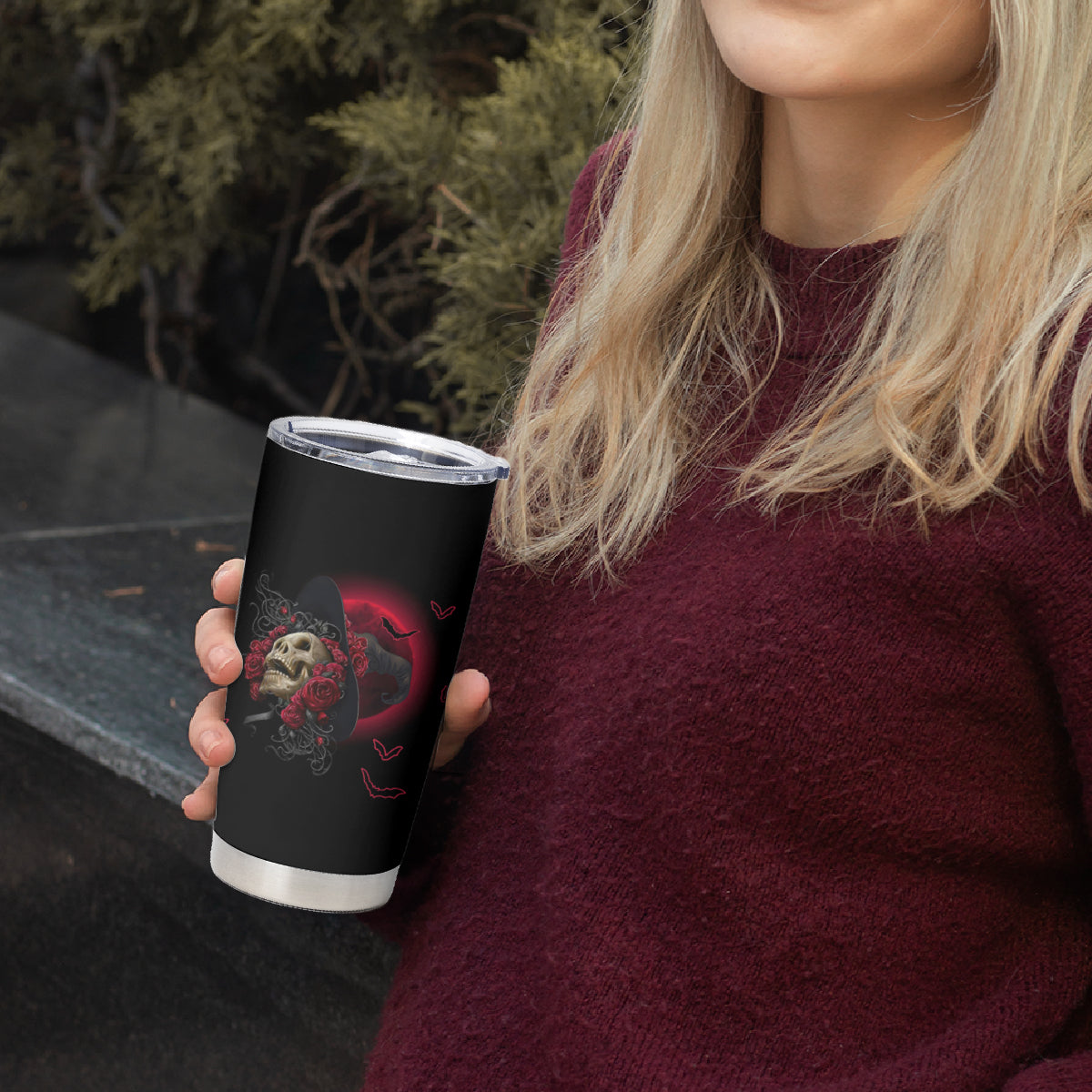 In A World Full Of Princesses Be A Witch Rose Skull Tumbler Cup - Wonder Print Shop
