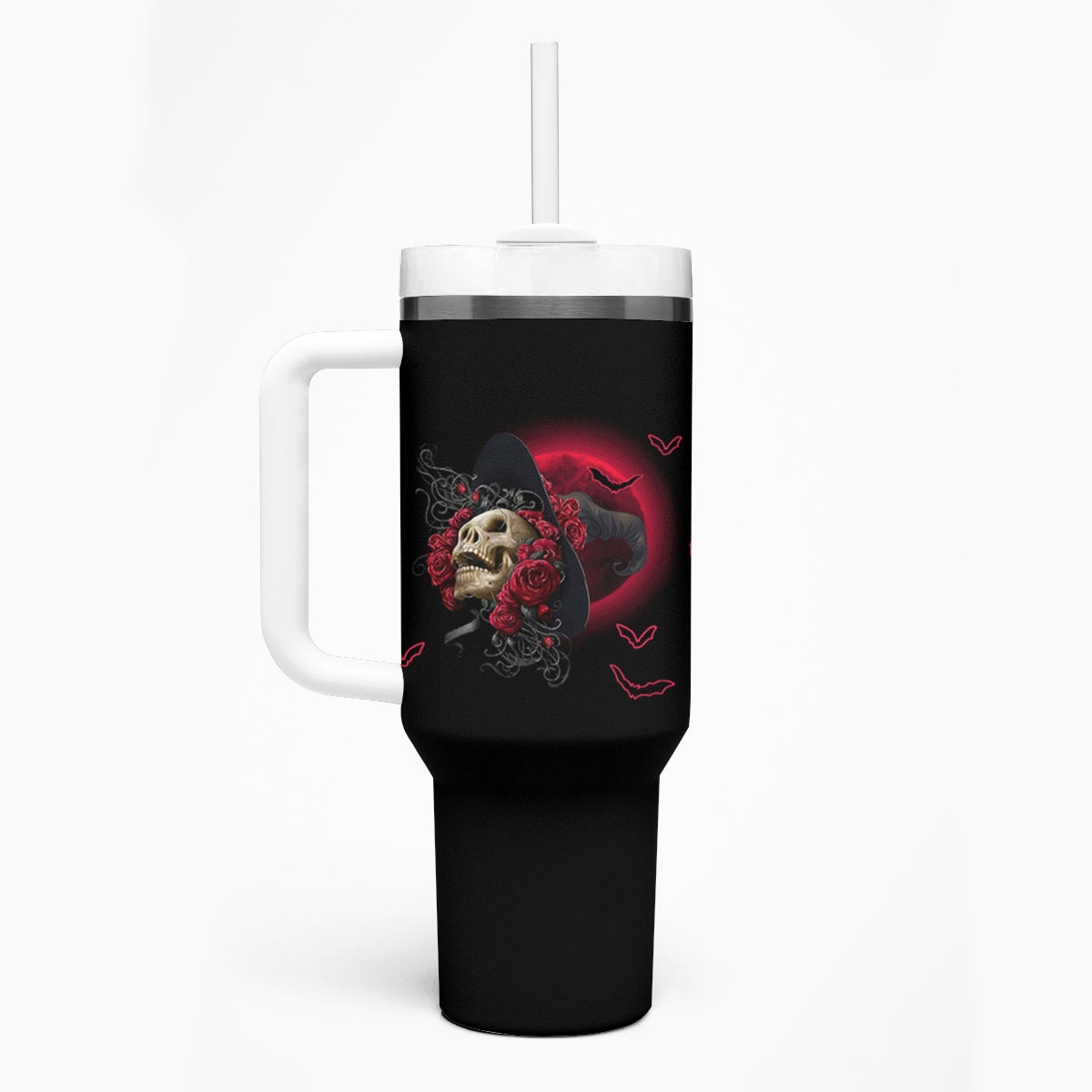 In A World Full Of Princesses Be A Witch Rose Skull Tumbler With Handle - Wonder Print Shop