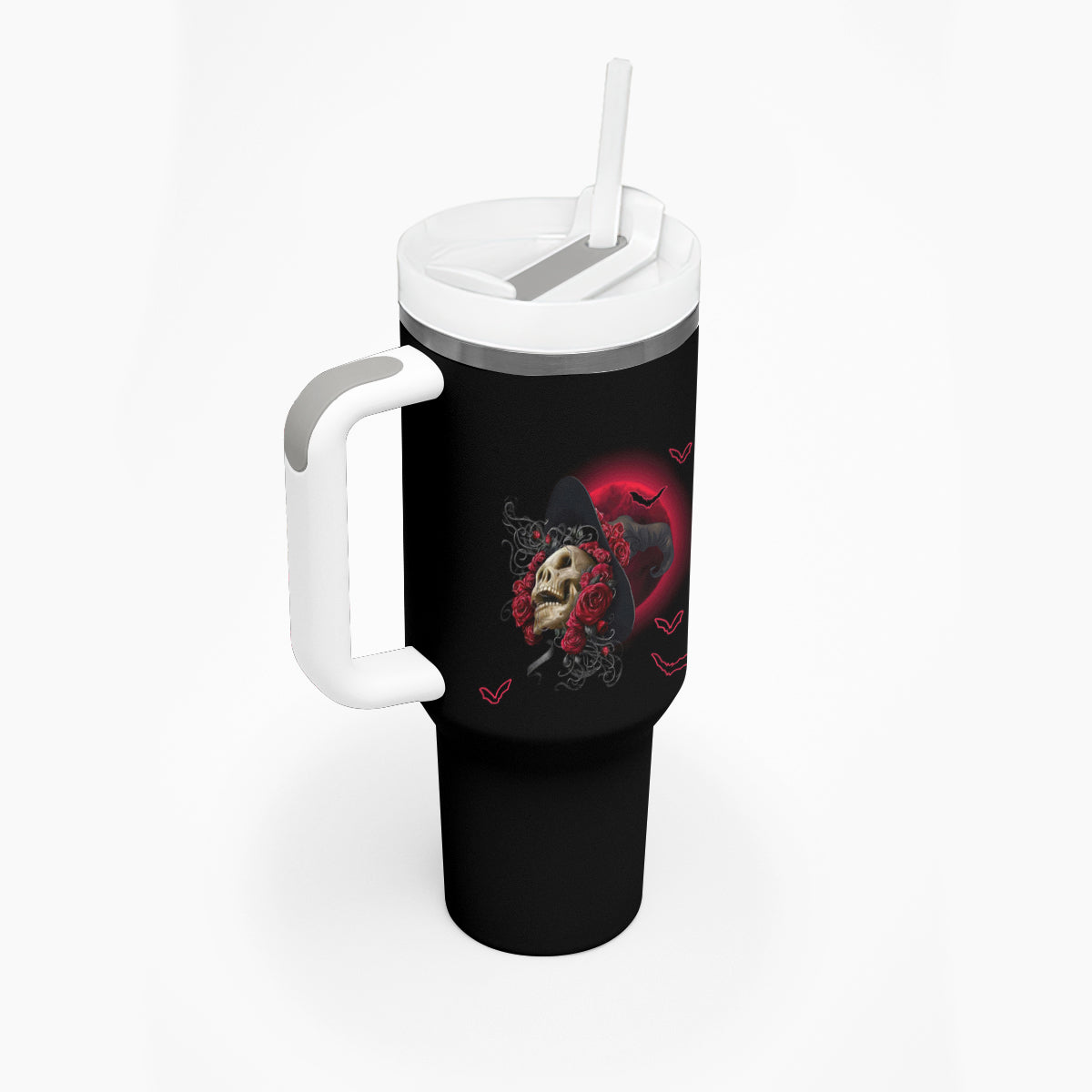 In A World Full Of Princesses Be A Witch Rose Skull Tumbler With Handle - Wonder Print Shop