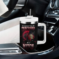 In A World Full Of Princesses Be A Witch Rose Skull Tumbler With Handle - Wonder Print Shop