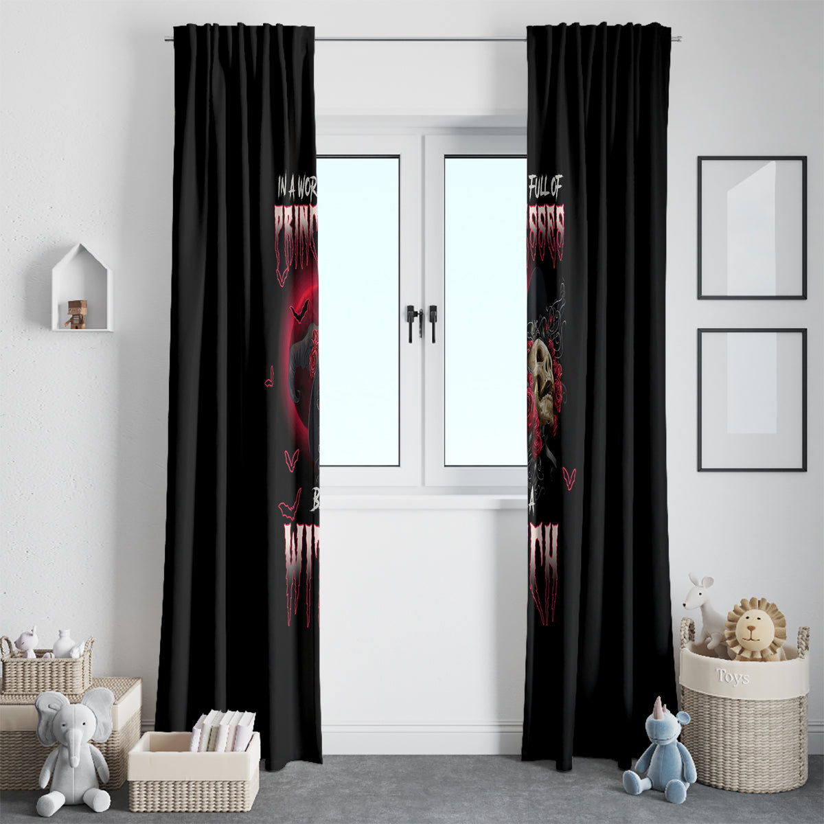 In A World Full Of Princesses Be A Witch Rose Skull Window Curtain - Wonder Print Shop