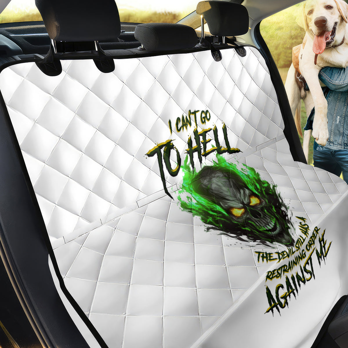 I Can't Go To Hell Fire Eyes Skull Back Car Seat Cover - Wonder Print Shop