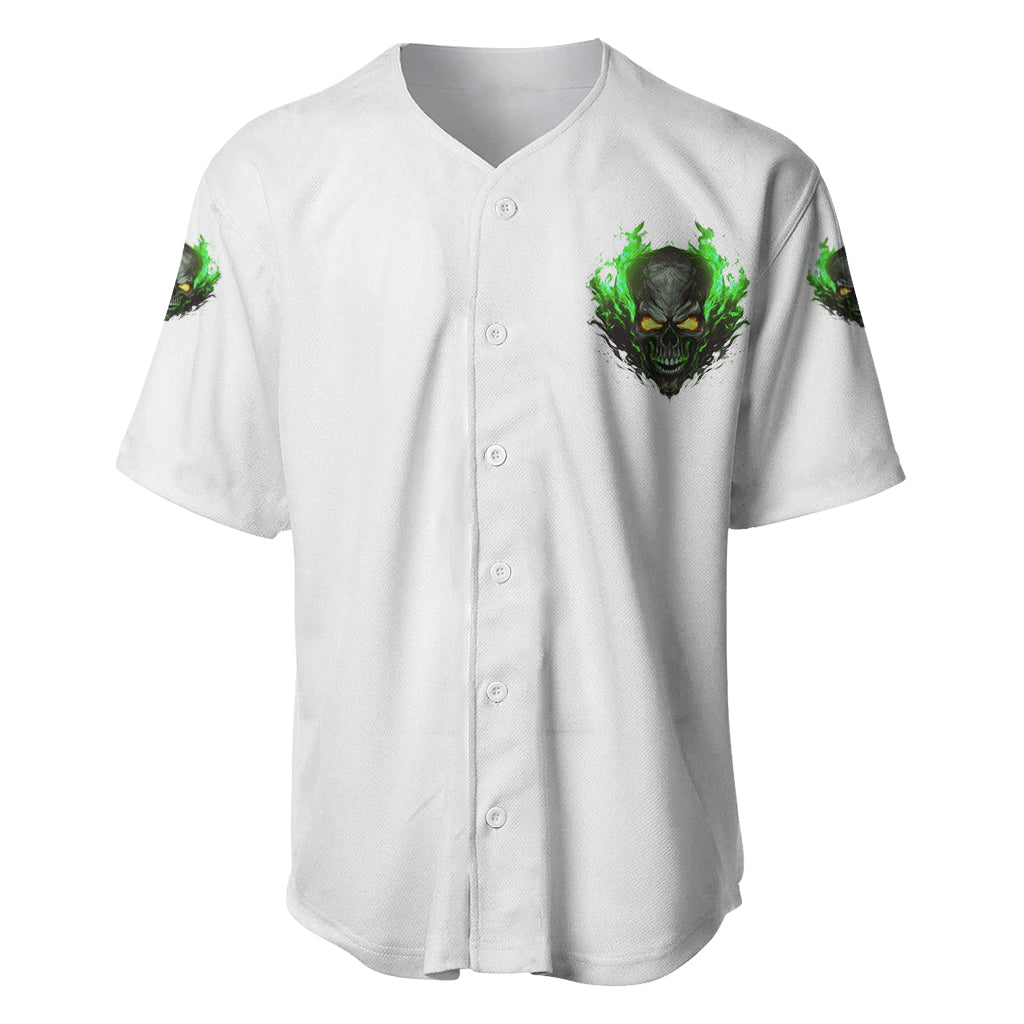 I Can't Go To Hell Fire Eyes Skull Baseball Jersey - Wonder Print Shop