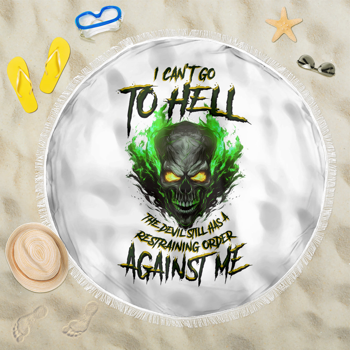 I Can't Go To Hell Fire Eyes Skull Beach Blanket - Wonder Print Shop