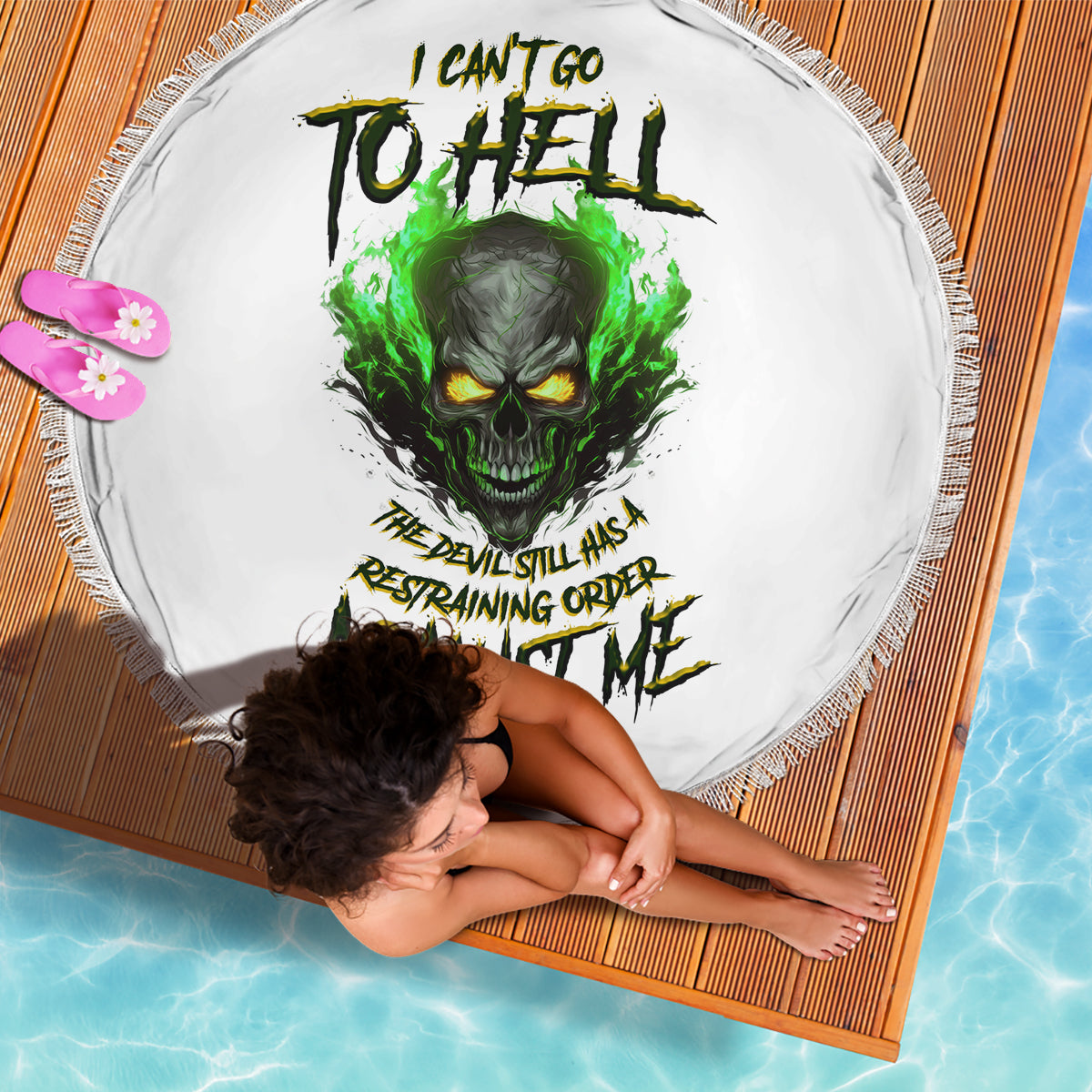 I Can't Go To Hell Fire Eyes Skull Beach Blanket - Wonder Print Shop