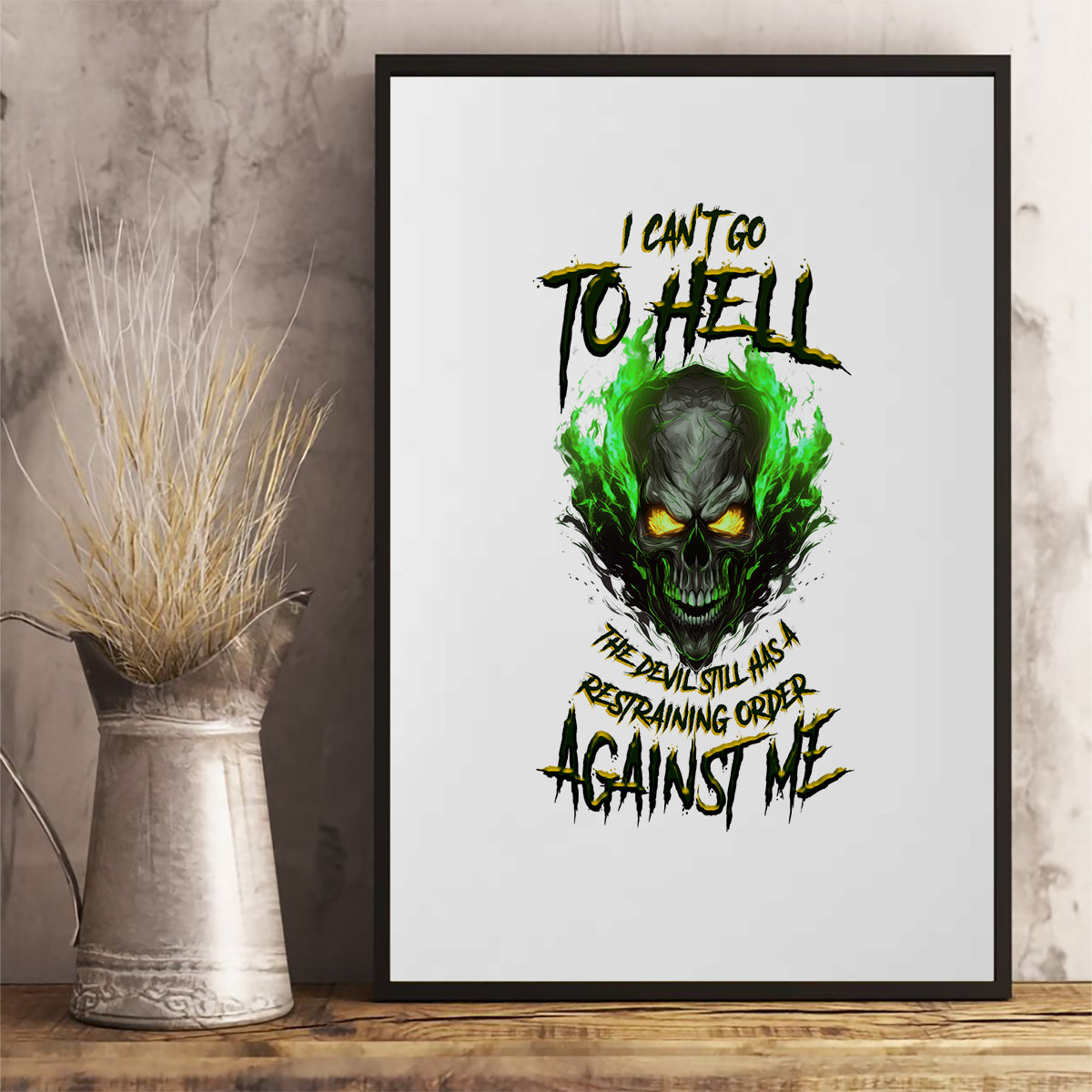 I Can't Go To Hell Fire Eyes Skull Canvas Wall Art - Wonder Print Shop