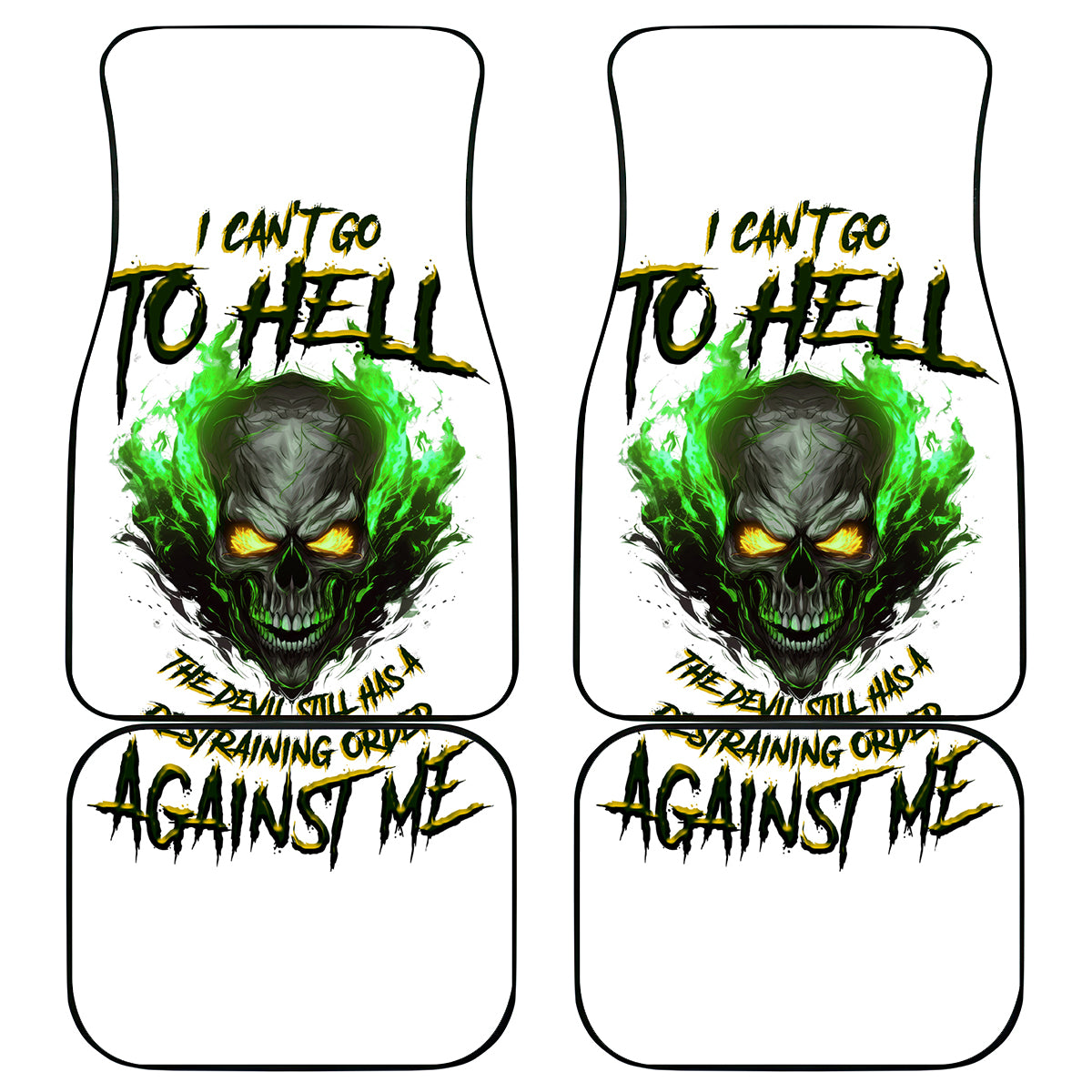 I Can't Go To Hell Fire Eyes Skull Car Mats - Wonder Print Shop