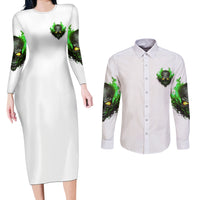 I Can't Go To Hell Fire Eyes Skull Couples Matching Long Sleeve Bodycon Dress and Long Sleeve Button Shirt - Wonder Print Shop