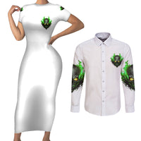 I Can't Go To Hell Fire Eyes Skull Couples Matching Short Sleeve Bodycon Dress and Long Sleeve Button Shirt - Wonder Print Shop