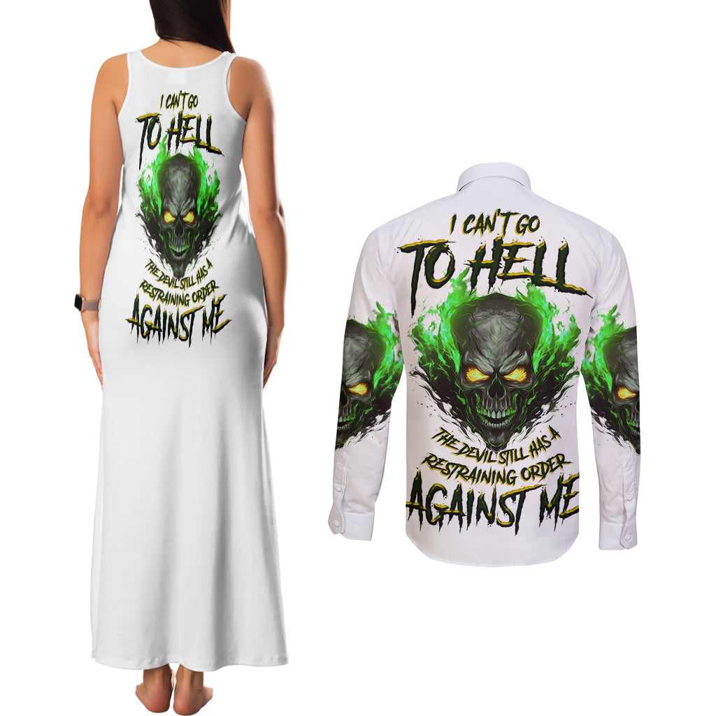 I Can't Go To Hell Fire Eyes Skull Couples Matching Tank Maxi Dress and Long Sleeve Button Shirt - Wonder Print Shop