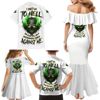 I Can't Go To Hell Fire Eyes Skull Family Matching Mermaid Dress and Hawaiian Shirt - Wonder Print Shop
