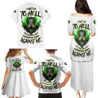 I Can't Go To Hell Fire Eyes Skull Family Matching Puletasi Dress and Hawaiian Shirt - Wonder Print Shop