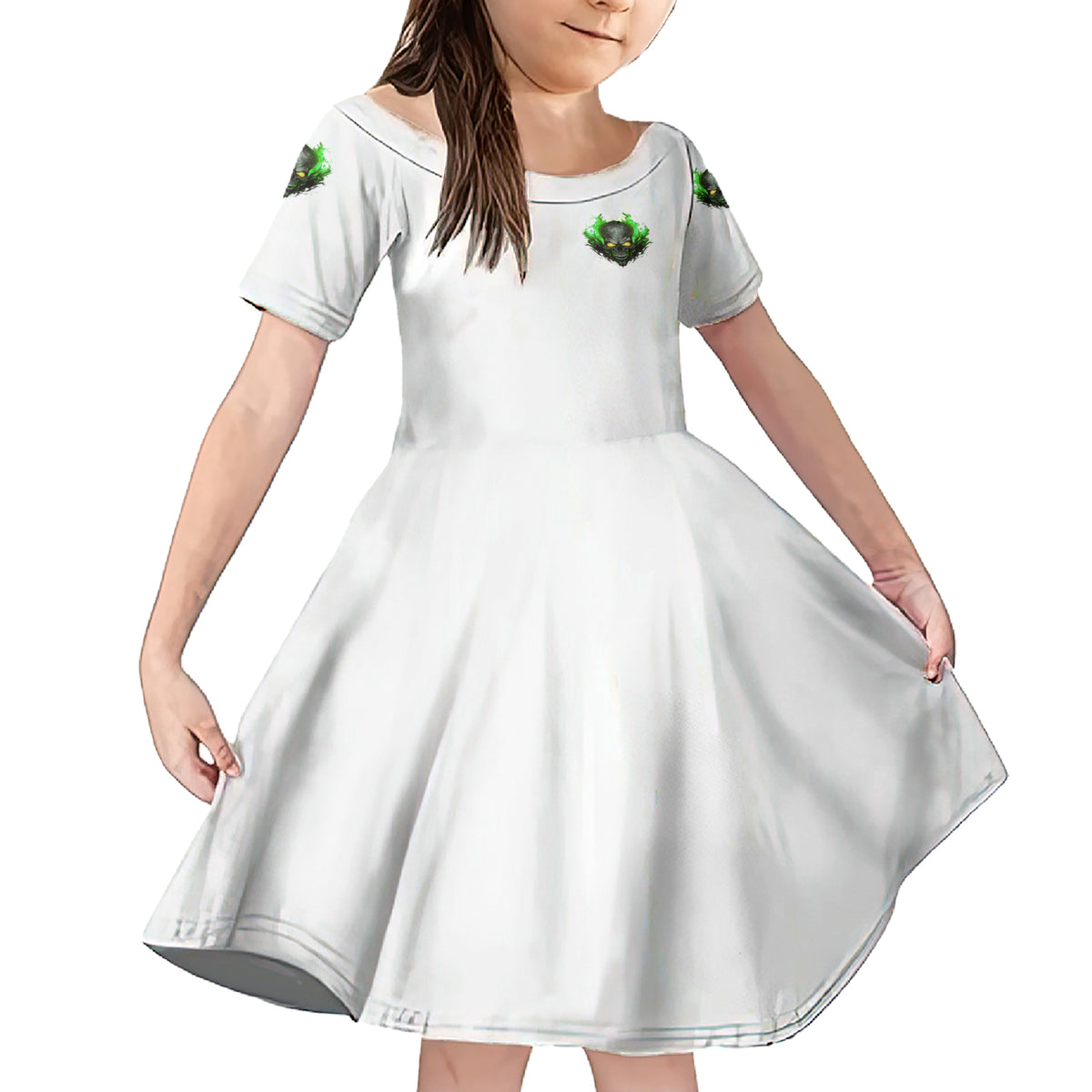 I Can't Go To Hell Fire Eyes Skull Family Matching Short Sleeve Bodycon Dress and Hawaiian Shirt - Wonder Print Shop