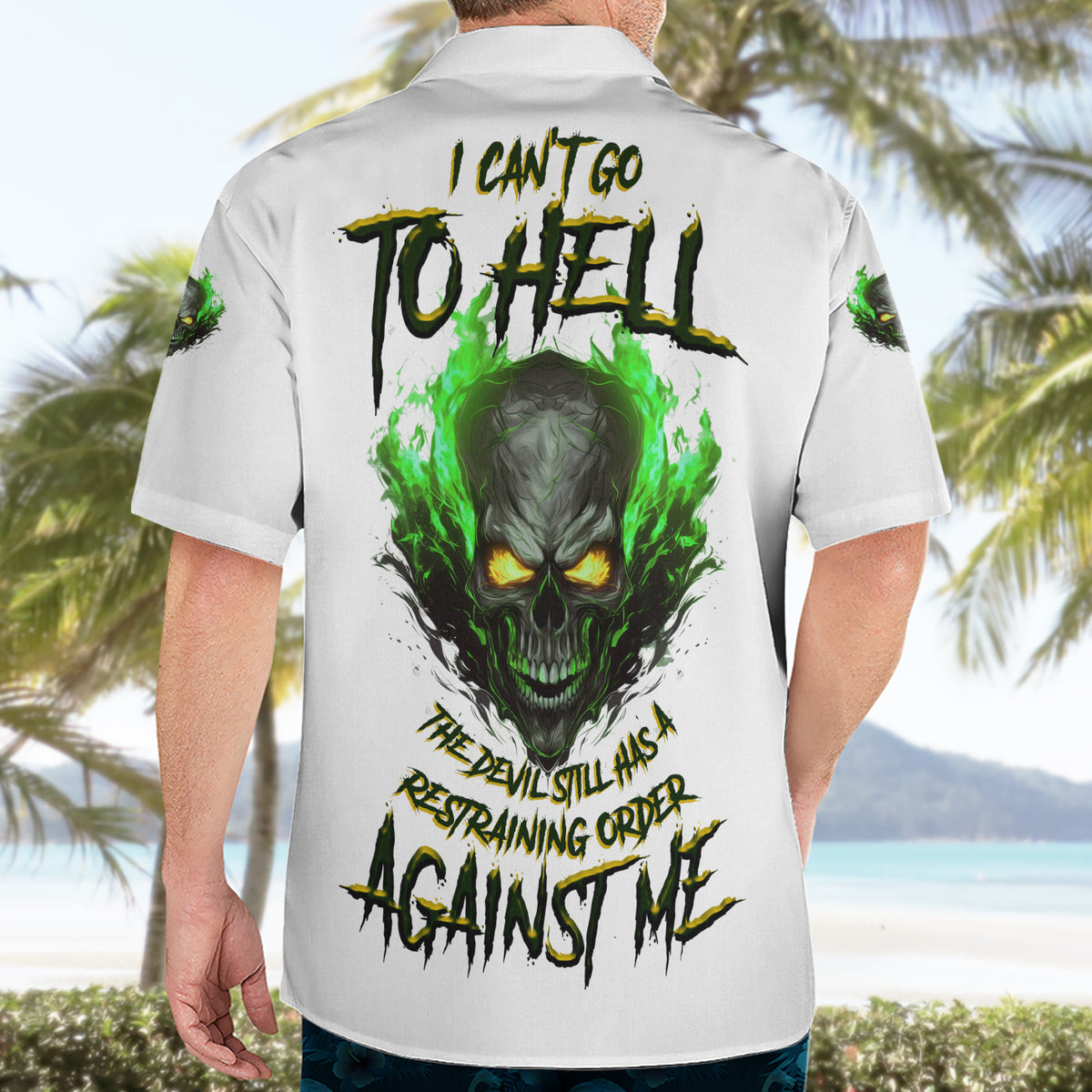 I Can't Go To Hell Fire Eyes Skull Hawaiian Shirt - Wonder Print Shop