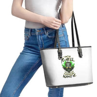 I Can't Go To Hell Fire Eyes Skull Leather Tote Bag - Wonder Print Shop