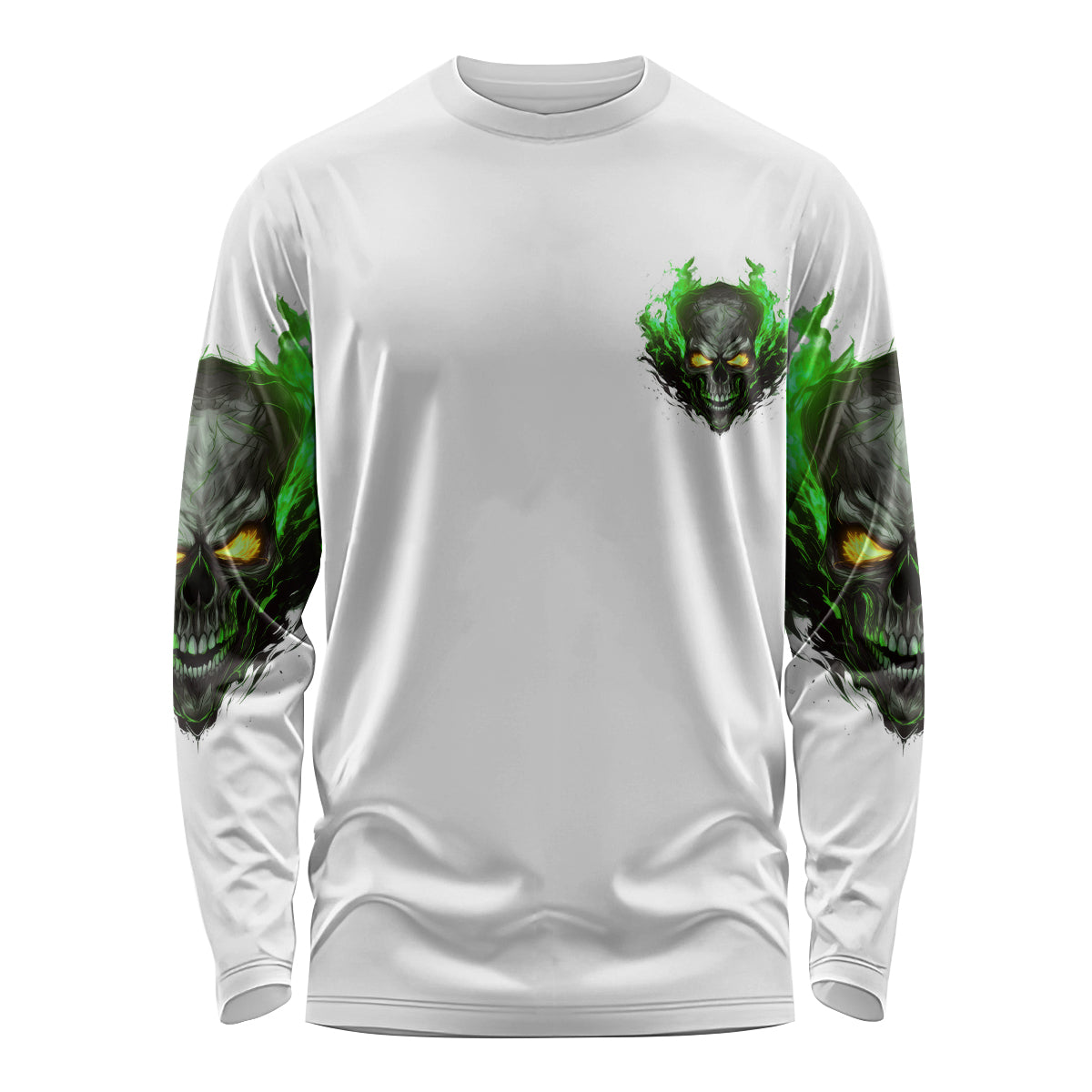 I Can't Go To Hell Fire Eyes Skull Long Sleeve Shirt - Wonder Print Shop