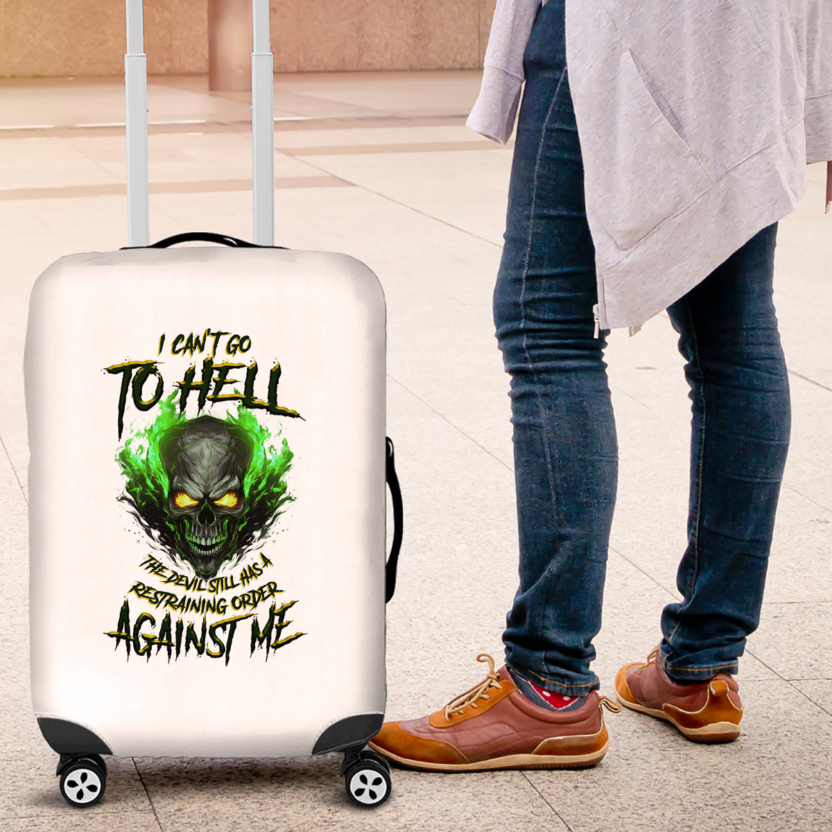 I Can't Go To Hell Fire Eyes Skull Luggage Cover - Wonder Print Shop