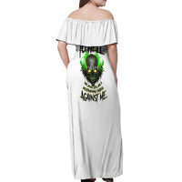 I Can't Go To Hell Fire Eyes Skull Off Shoulder Maxi Dress - Wonder Print Shop