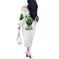 I Can't Go To Hell Fire Eyes Skull Off The Shoulder Long Sleeve Dress - Wonder Print Shop