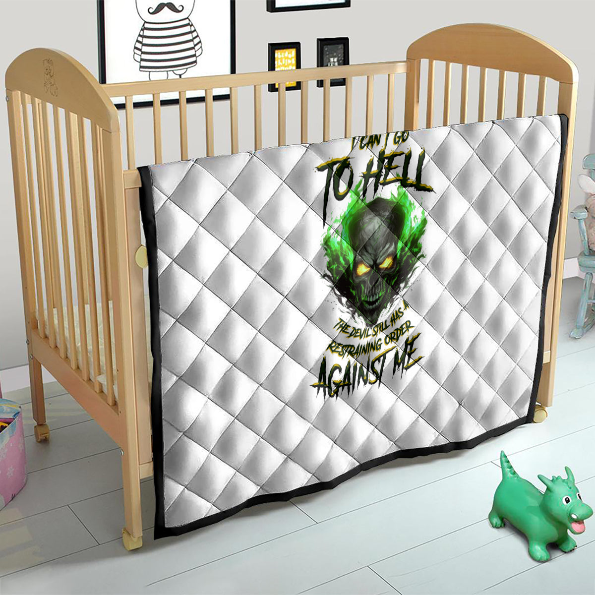 I Can't Go To Hell Fire Eyes Skull Quilt - Wonder Print Shop