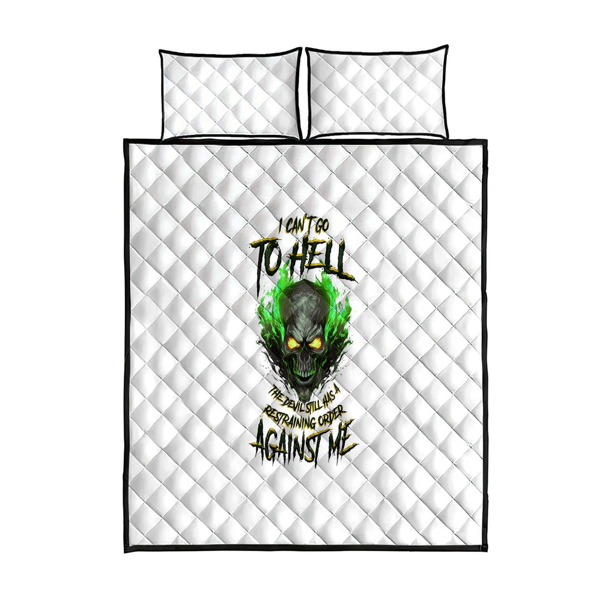 I Can't Go To Hell Fire Eyes Skull Quilt Bed Set - Wonder Print Shop